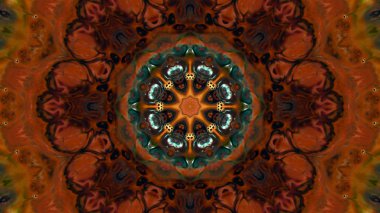 Soyut boya fırça mürekkep patlayabilir formanın düzgün kavramı simetrik desen süs dekoratif Kaleidoscope hareketi geometrik daire ve yıldız şekli