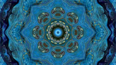 Soyut boya fırça mürekkep patlayabilir formanın düzgün kavramı simetrik desen süs dekoratif Kaleidoscope hareketi geometrik daire ve yıldız şekli