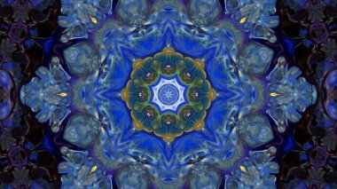 Soyut boya fırça mürekkep patlayabilir formanın düzgün kavramı simetrik desen süs dekoratif Kaleidoscope hareketi geometrik daire ve yıldız şekli