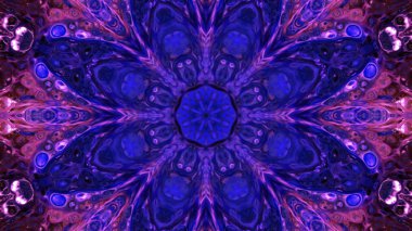 Soyut boya fırça mürekkep patlayabilir formanın düzgün kavramı simetrik desen süs dekoratif Kaleidoscope hareketi geometrik daire ve yıldız şekli