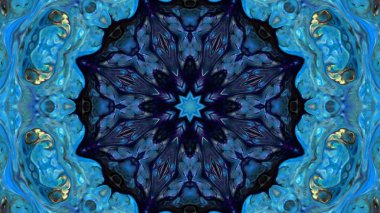 Soyut boya fırça mürekkep patlayabilir formanın düzgün kavramı simetrik desen süs dekoratif Kaleidoscope hareketi geometrik daire ve yıldız şekli