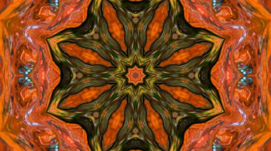 Soyut boya fırça mürekkep patlayabilir formanın düzgün kavramı simetrik desen süs dekoratif Kaleidoscope hareketi geometrik daire ve yıldız şekli