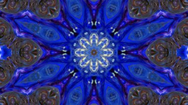 Soyut boya fırça mürekkep patlayabilir formanın düzgün kavramı simetrik desen süs dekoratif Kaleidoscope hareketi geometrik daire ve yıldız şekli