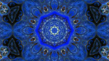 Soyut boya fırça mürekkep patlayabilir formanın düzgün kavramı simetrik desen süs dekoratif Kaleidoscope hareketi geometrik daire ve yıldız şekli