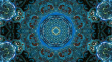 Soyut boya fırça mürekkep patlayabilir formanın düzgün kavramı simetrik desen süs dekoratif Kaleidoscope hareketi geometrik daire ve yıldız şekli