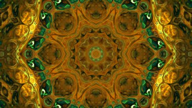 Soyut boya fırça mürekkep patlayabilir formanın düzgün kavramı simetrik desen süs dekoratif Kaleidoscope hareketi geometrik daire ve yıldız şekli