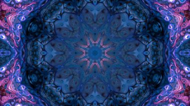 Soyut boya fırça mürekkep patlayabilir formanın düzgün kavramı simetrik desen süs dekoratif Kaleidoscope hareketi geometrik daire ve yıldız şekli