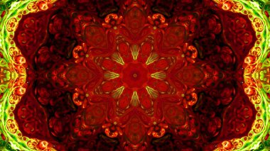 Soyut boya fırça mürekkep patlayabilir formanın düzgün kavramı simetrik desen süs dekoratif Kaleidoscope hareketi geometrik daire ve yıldız şekli