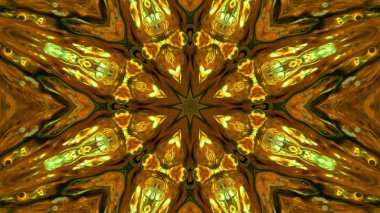 Soyut boya fırça mürekkep patlayabilir formanın düzgün kavramı simetrik desen süs dekoratif Kaleidoscope hareketi geometrik daire ve yıldız şekli