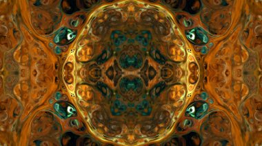 Soyut boya fırça mürekkep patlayabilir formanın düzgün kavramı simetrik desen süs dekoratif Kaleidoscope hareketi geometrik daire ve yıldız şekli