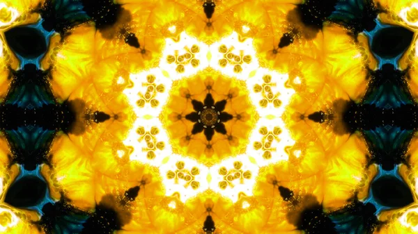 Soyut boya fırça mürekkep patlayabilir formanın düzgün kavramı simetrik desen süs dekoratif Kaleidoscope hareketi geometrik daire ve yıldız şekli