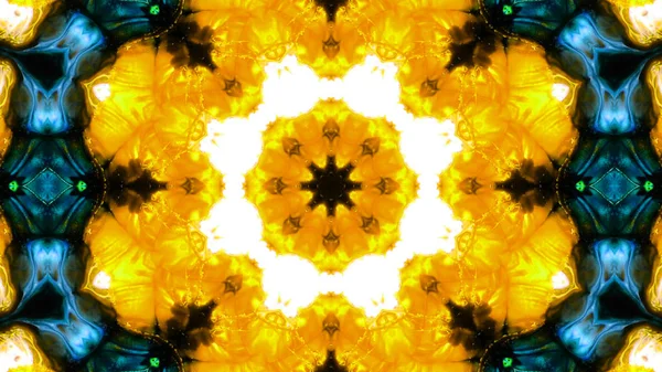 Soyut boya fırça mürekkep patlayabilir formanın düzgün kavramı simetrik desen süs dekoratif Kaleidoscope hareketi geometrik daire ve yıldız şekli