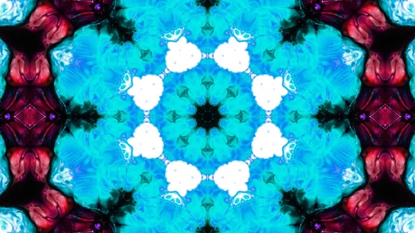 Soyut boya fırça mürekkep patlayabilir formanın düzgün kavramı simetrik desen süs dekoratif Kaleidoscope hareketi geometrik daire ve yıldız şekli