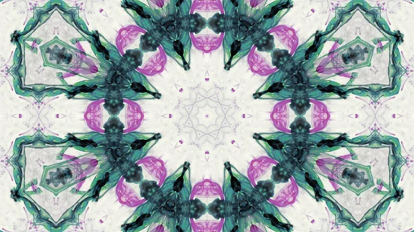 Soyut boya fırça mürekkep patlayabilir formanın düzgün kavramı simetrik desen süs dekoratif Kaleidoscope hareketi geometrik daire ve yıldız şekli