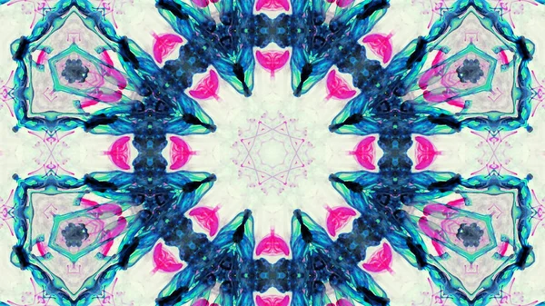 Soyut boya fırça mürekkep patlayabilir formanın düzgün kavramı simetrik desen süs dekoratif Kaleidoscope hareketi geometrik daire ve yıldız şekli