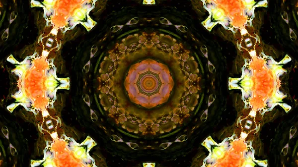 Soyut boya fırça mürekkep patlayabilir formanın düzgün kavramı simetrik desen süs dekoratif Kaleidoscope hareketi geometrik daire ve yıldız şekli