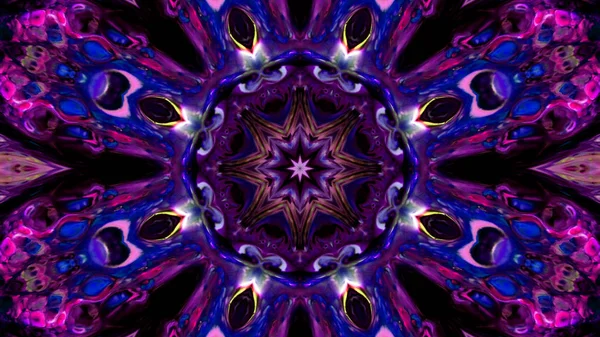 Soyut boya fırça mürekkep patlayabilir formanın düzgün kavramı simetrik desen süs dekoratif Kaleidoscope hareketi geometrik daire ve yıldız şekli