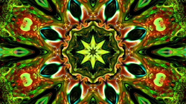 Soyut boya fırça mürekkep patlayabilir formanın düzgün kavramı simetrik desen süs dekoratif Kaleidoscope hareketi geometrik daire ve yıldız şekli