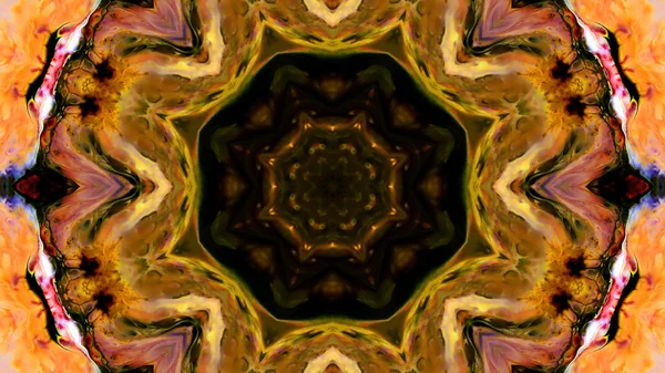 Soyut boya fırça mürekkep patlayabilir formanın düzgün kavramı simetrik desen süs dekoratif Kaleidoscope hareketi geometrik daire ve yıldız şekli