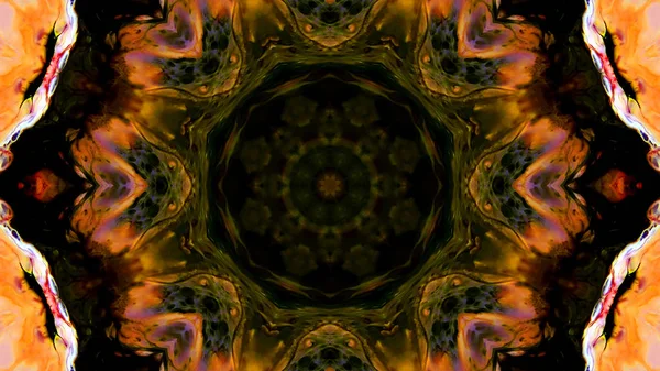 Soyut boya fırça mürekkep patlayabilir formanın düzgün kavramı simetrik desen süs dekoratif Kaleidoscope hareketi geometrik daire ve yıldız şekli