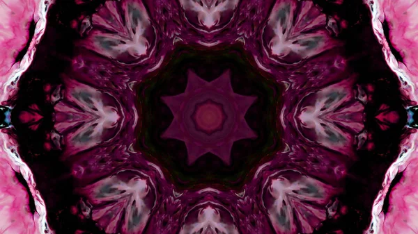 Soyut boya fırça mürekkep patlayabilir formanın düzgün kavramı simetrik desen süs dekoratif Kaleidoscope hareketi geometrik daire ve yıldız şekli