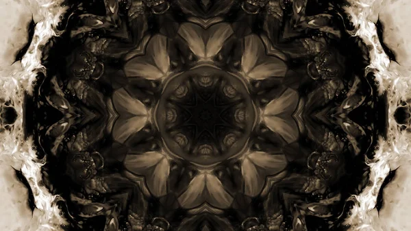 Soyut boya fırça mürekkep patlayabilir formanın düzgün kavramı simetrik desen süs dekoratif Kaleidoscope hareketi geometrik daire ve yıldız şekli