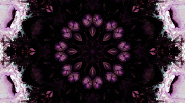 Soyut boya fırça mürekkep patlayabilir formanın düzgün kavramı simetrik desen süs dekoratif Kaleidoscope hareketi geometrik daire ve yıldız şekli