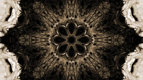 Soyut boya fırça mürekkep patlayabilir formanın düzgün kavramı simetrik desen süs dekoratif Kaleidoscope hareketi geometrik daire ve yıldız şekli