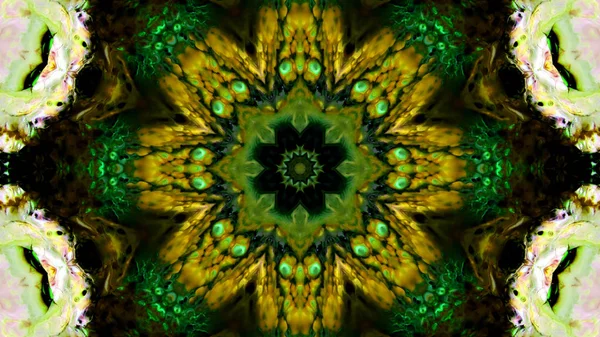 Soyut boya fırça mürekkep patlayabilir formanın düzgün kavramı simetrik desen süs dekoratif Kaleidoscope hareketi geometrik daire ve yıldız şekli