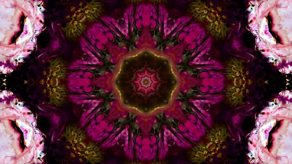 Soyut boya fırça mürekkep patlayabilir formanın düzgün kavramı simetrik desen süs dekoratif Kaleidoscope hareketi geometrik daire ve yıldız şekli