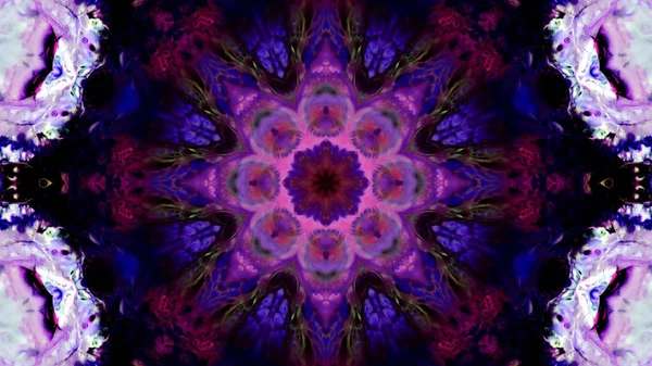 Soyut boya fırça mürekkep patlayabilir formanın düzgün kavramı simetrik desen süs dekoratif Kaleidoscope hareketi geometrik daire ve yıldız şekli