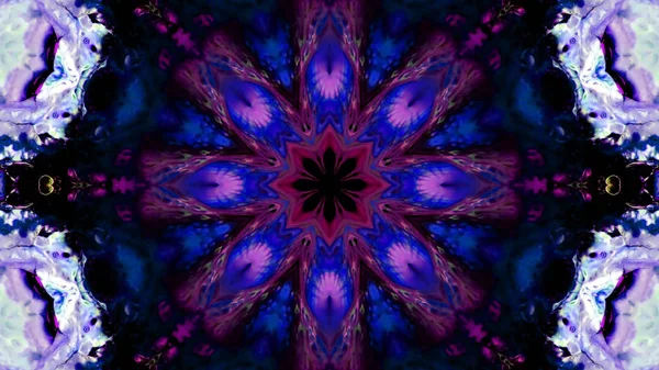 Soyut boya fırça mürekkep patlayabilir formanın düzgün kavramı simetrik desen süs dekoratif Kaleidoscope hareketi geometrik daire ve yıldız şekli