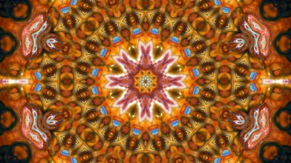 Soyut boya fırça mürekkep patlayabilir formanın düzgün kavramı simetrik desen süs dekoratif Kaleidoscope hareketi geometrik daire ve yıldız şekli