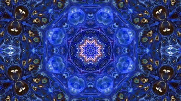 Soyut boya fırça mürekkep patlayabilir formanın düzgün kavramı simetrik desen süs dekoratif Kaleidoscope hareketi geometrik daire ve yıldız şekli