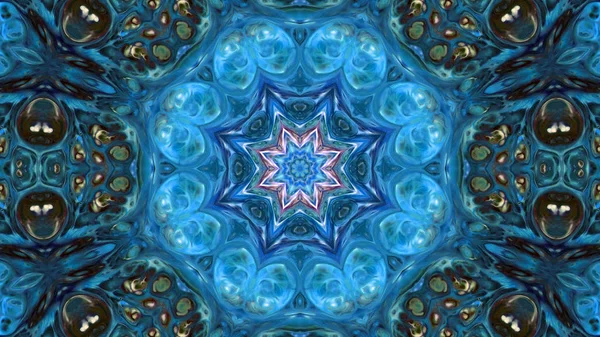 Soyut boya fırça mürekkep patlayabilir formanın düzgün kavramı simetrik desen süs dekoratif Kaleidoscope hareketi geometrik daire ve yıldız şekli