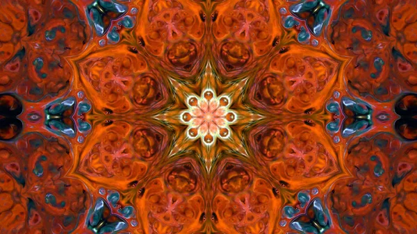 Soyut boya fırça mürekkep patlayabilir formanın düzgün kavramı simetrik desen süs dekoratif Kaleidoscope hareketi geometrik daire ve yıldız şekli