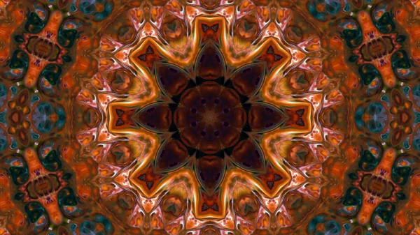 Soyut boya fırça mürekkep patlayabilir formanın düzgün kavramı simetrik desen süs dekoratif Kaleidoscope hareketi geometrik daire ve yıldız şekli