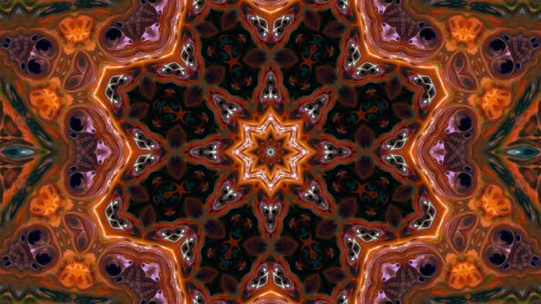 Soyut boya fırça mürekkep patlayabilir formanın düzgün kavramı simetrik desen süs dekoratif Kaleidoscope hareketi geometrik daire ve yıldız şekli