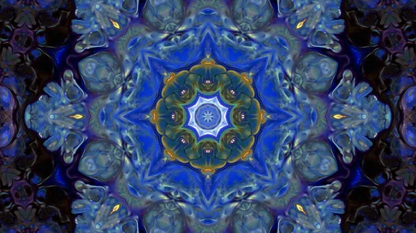 Soyut boya fırça mürekkep patlayabilir formanın düzgün kavramı simetrik desen süs dekoratif Kaleidoscope hareketi geometrik daire ve yıldız şekli