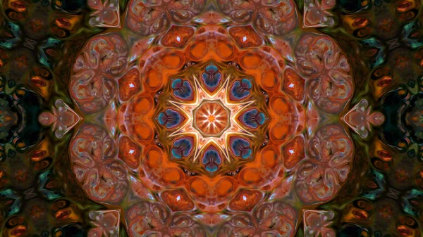 Soyut boya fırça mürekkep patlayabilir formanın düzgün kavramı simetrik desen süs dekoratif Kaleidoscope hareketi geometrik daire ve yıldız şekli