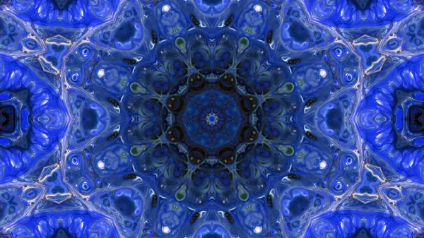 Soyut boya fırça mürekkep patlayabilir formanın düzgün kavramı simetrik desen süs dekoratif Kaleidoscope hareketi geometrik daire ve yıldız şekli