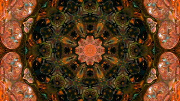 Soyut boya fırça mürekkep patlayabilir formanın düzgün kavramı simetrik desen süs dekoratif Kaleidoscope hareketi geometrik daire ve yıldız şekli