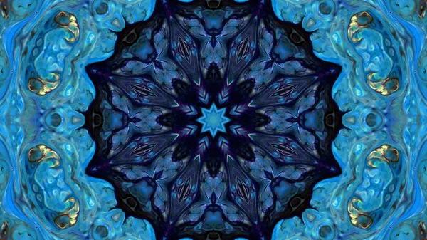 Soyut boya fırça mürekkep patlayabilir formanın düzgün kavramı simetrik desen süs dekoratif Kaleidoscope hareketi geometrik daire ve yıldız şekli