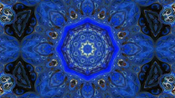 Soyut boya fırça mürekkep patlayabilir formanın düzgün kavramı simetrik desen süs dekoratif Kaleidoscope hareketi geometrik daire ve yıldız şekli