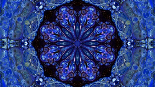 Soyut boya fırça mürekkep patlayabilir formanın düzgün kavramı simetrik desen süs dekoratif Kaleidoscope hareketi geometrik daire ve yıldız şekli