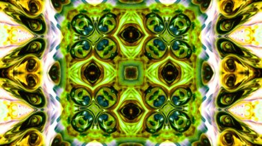 Soyut boya fırça mürekkep patlayabilir formanın düzgün kavramı simetrik desen süs dekoratif Kaleidoscope hareketi geometrik daire ve yıldız şekli