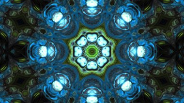 Soyut boya fırça mürekkep patlayabilir formanın düzgün kavramı simetrik desen süs dekoratif Kaleidoscope hareketi geometrik daire ve yıldız şekli