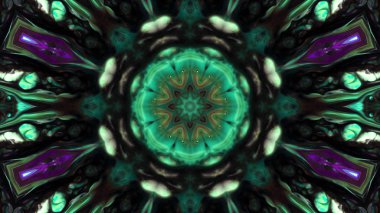 Soyut boya fırça mürekkep patlayabilir formanın düzgün kavramı simetrik desen süs dekoratif Kaleidoscope hareketi geometrik daire ve yıldız şekli