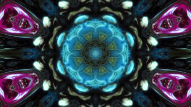 Soyut boya fırça mürekkep patlayabilir formanın düzgün kavramı simetrik desen süs dekoratif Kaleidoscope hareketi geometrik daire ve yıldız şekli