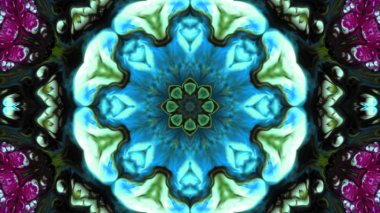 Soyut boya fırça mürekkep patlayabilir formanın düzgün kavramı simetrik desen süs dekoratif Kaleidoscope hareketi geometrik daire ve yıldız şekli